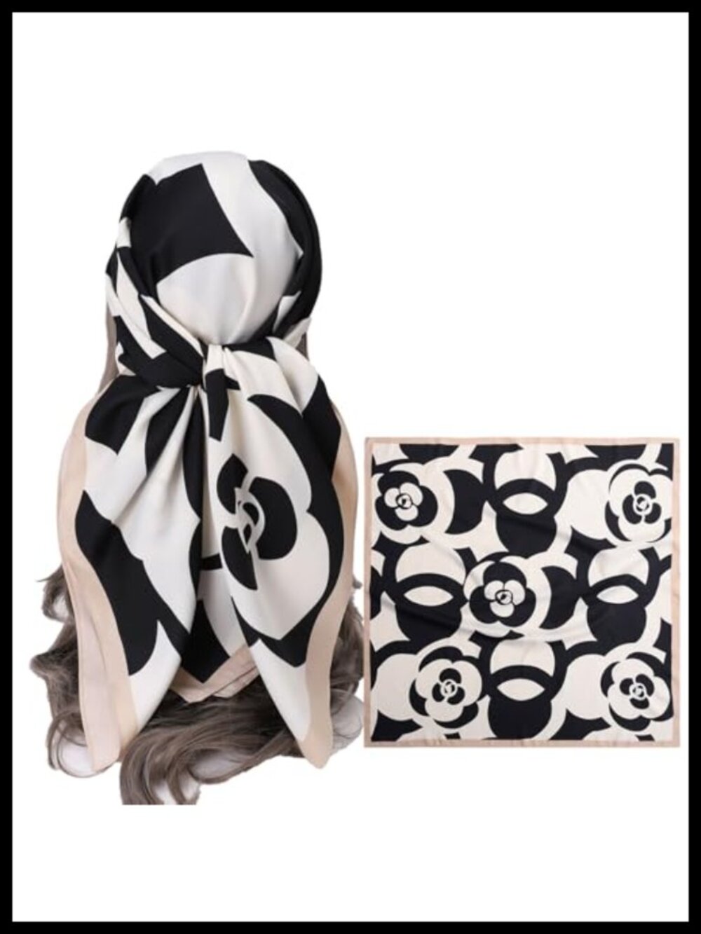 Large Square Silk Like Hair Scarf 35 inch Satin Sleeping Bandana